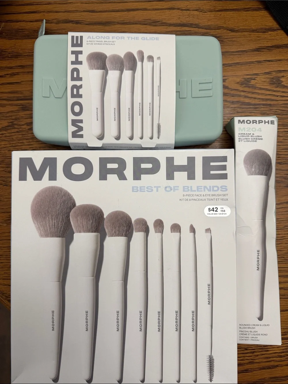 Morphe White Handle Brush Set with Mint Case